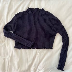 Cropped Shein dark purple mock neck - size small